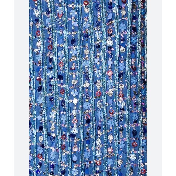 Alexis Sequin and‎ Bead Fringed Party Dress Blue Mini Cocktail Sleeveless - Picture 2 of 9